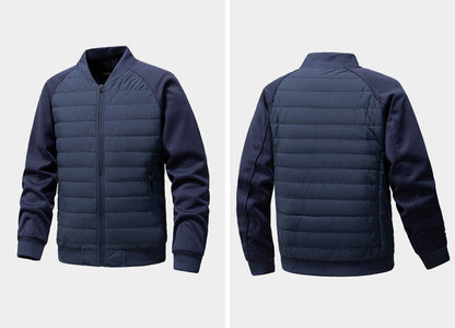Men's Padded Quilted Bomber Coat with Fitted Sleeves