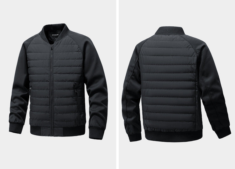 Men's Padded Quilted Bomber Coat with Fitted Sleeves