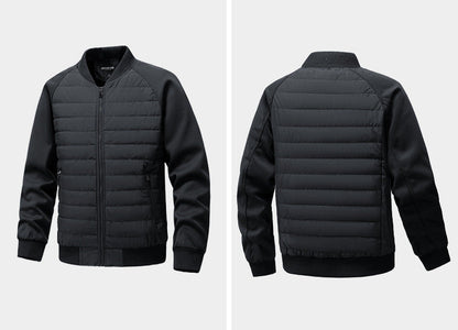 Men's Padded Quilted Bomber Coat with Fitted Sleeves