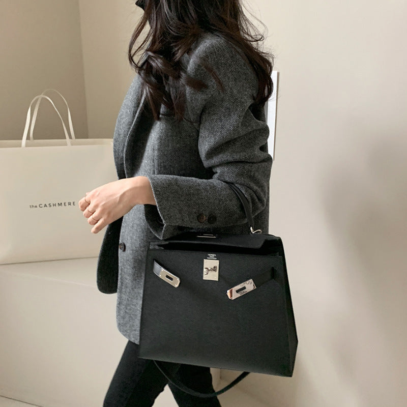 Fitted Grey Women's Coat with Pockets