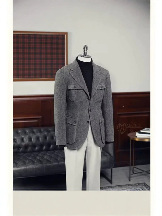 Classic Men’s Blazer Jacket with Elbow Patches