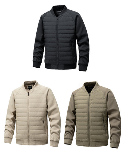 Men's Padded Quilted Bomber Coat with Fitted Sleeves
