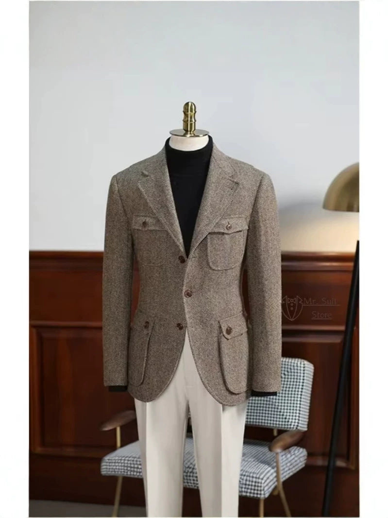 Classic Men’s Blazer Jacket with Elbow Patches