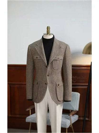 Classic Men’s Blazer Jacket with Elbow Patches