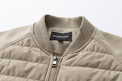 Men's Padded Quilted Bomber Coat with Fitted Sleeves