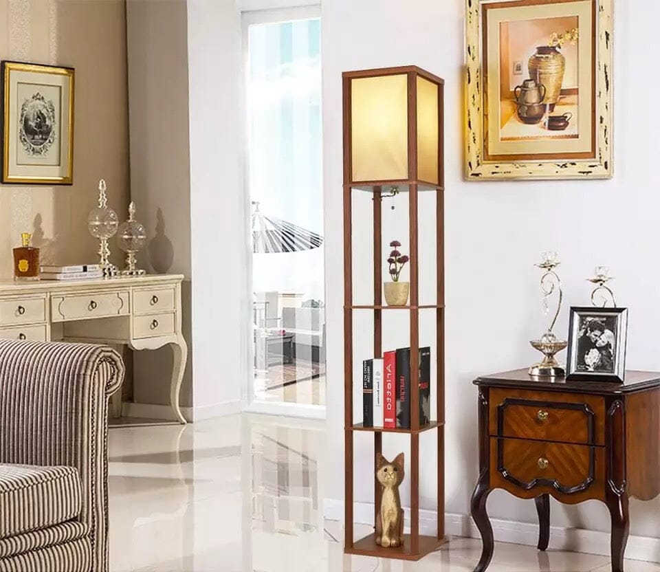 Sleek Floor Lamp With Book Storage