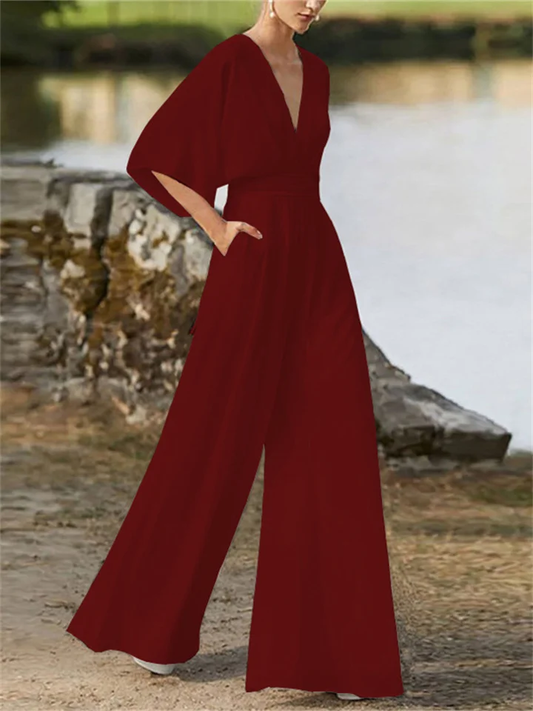 Women's Elegant V Neck Summer Romper - OutfitLondon