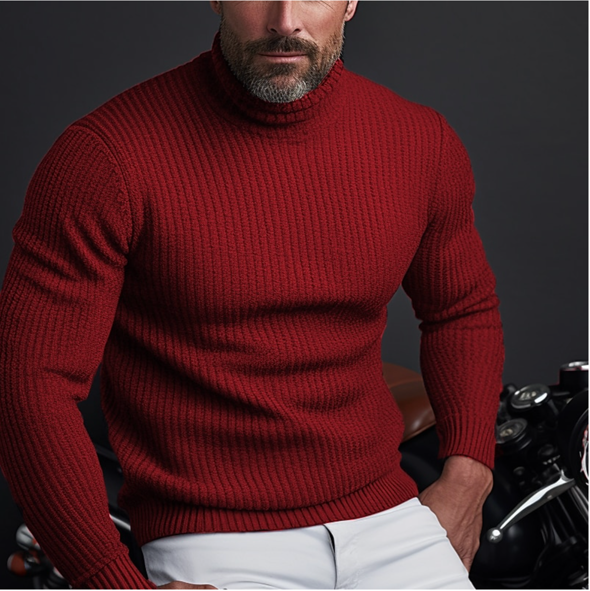 Fitted Crew Neck Sweater for Men - OutfitLondon