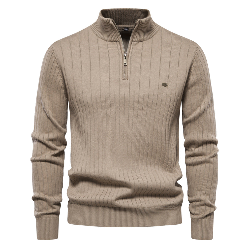 Classic Quarter Zip Men's Knitted Sweater - OutfitLondon