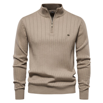 Classic Quarter Zip Men's Knitted Sweater - OutfitLondon