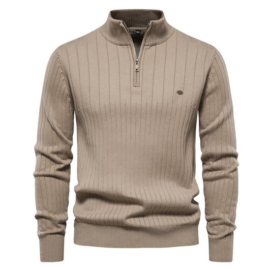 Classic Quarter Zip Men's Knitted Sweater - OutfitLondon