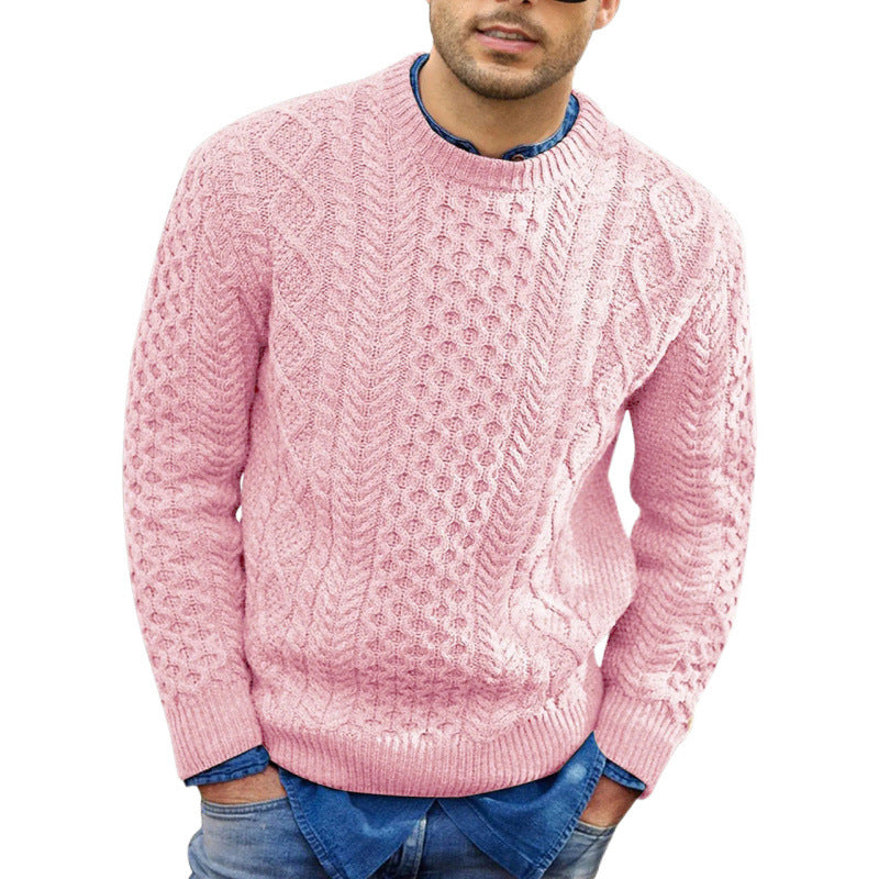 Thin Cable Knit Sweater for Men with Wool Mix - OutfitLondon