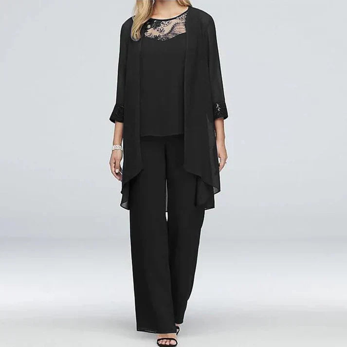 Comfortable Floral Blouse and Loose Pant Suit