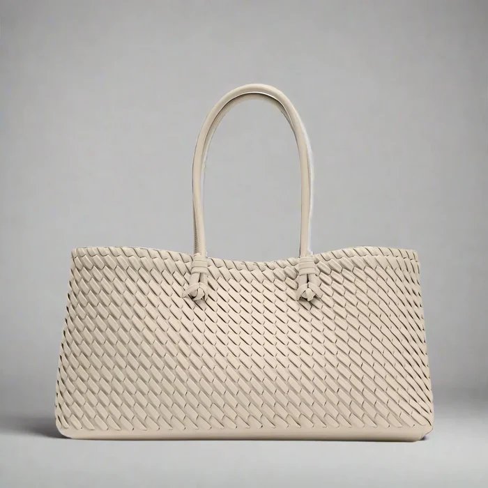 OutfitLondon Women's Woven Tote Bag Structured Fabric Lined - OutfitLondon