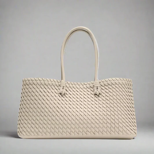 OutfitLondon Women's Woven Tote Bag Structured Fabric Lined - OutfitLondon