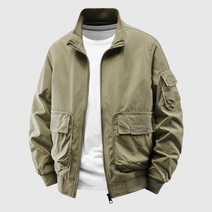 Men's Utility Bomber Jacket Heavyweight Wind Resistant Black - OutfitLondon