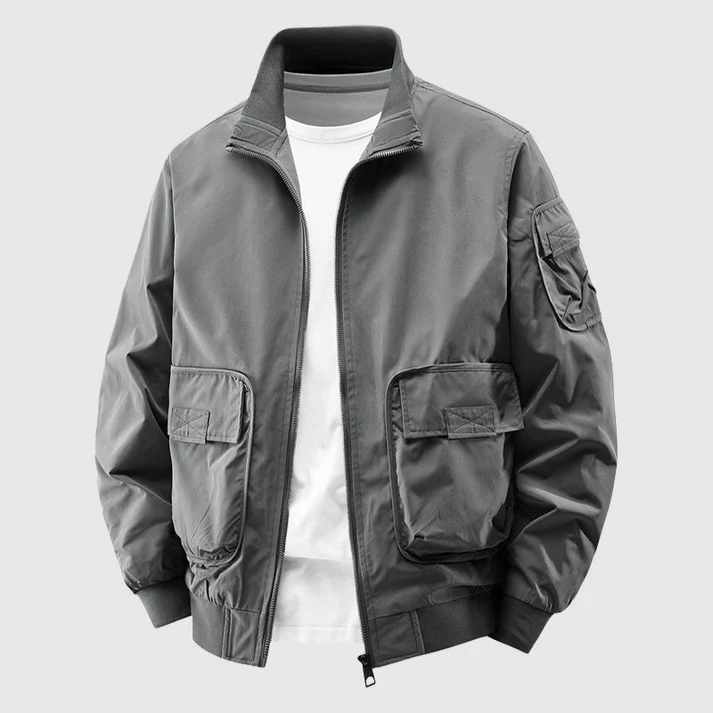 Men's Utility Bomber Jacket Heavyweight Wind Resistant Black