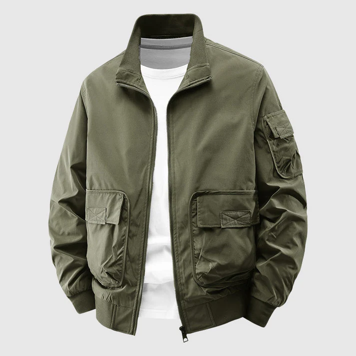Men's Utility Bomber Jacket Heavyweight Wind Resistant Black