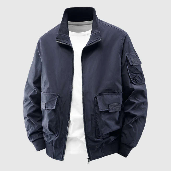 Men's Utility Bomber Jacket Heavyweight Wind Resistant Black