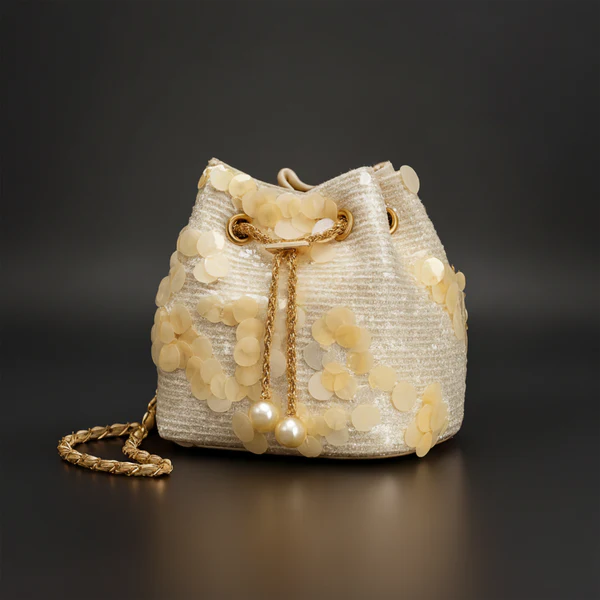 Women's Sequin Bag Metallic Drawstring - OutfitLondon