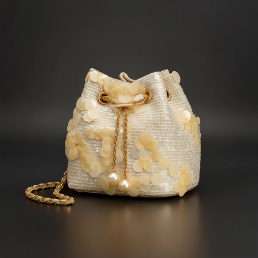 Women's Sequin Bag Metallic Drawstring - OutfitLondon