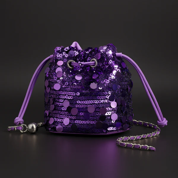 Women's Sequin Bag Metallic Drawstring