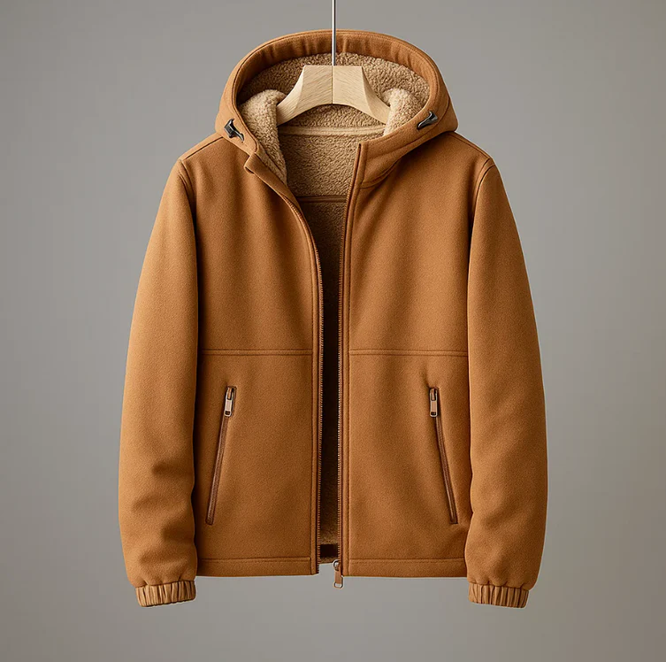 Men's Fleece Hooded Jacket Cashmere Blend Lining - OutfitLondon