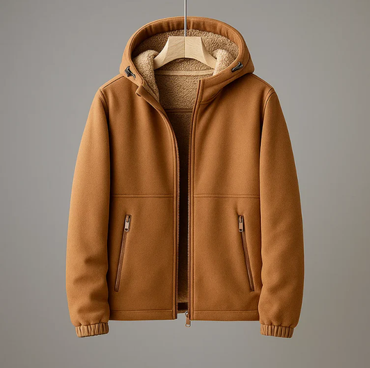 Men's Fleece Hooded Jacket Cashmere Blend Lining - OutfitLondon