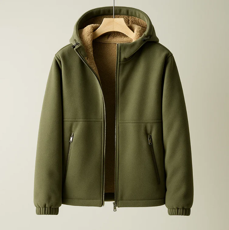 Men's Fleece Hooded Jacket Cashmere Blend Lining