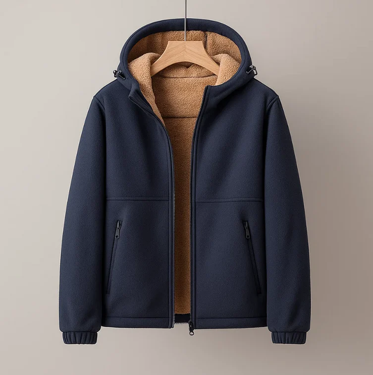 Men's Fleece Hooded Jacket Cashmere Blend Lining
