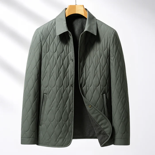 Men's Quilted Silk Jacket Lightweight Cotton Teardrop Pattern - OutfitLondon
