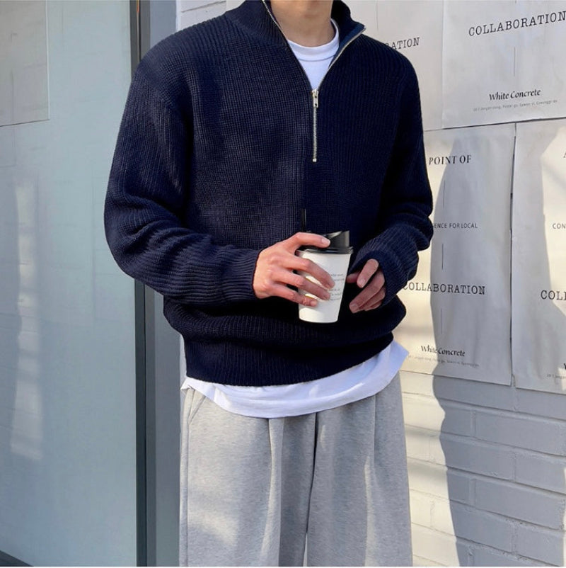 Warm Mens Big Quarter Zip Fleece Sweater - OutfitLondon