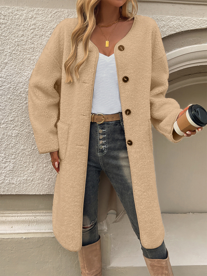 Soft Ladies Long Sleeved Wool Pocket Cardigan