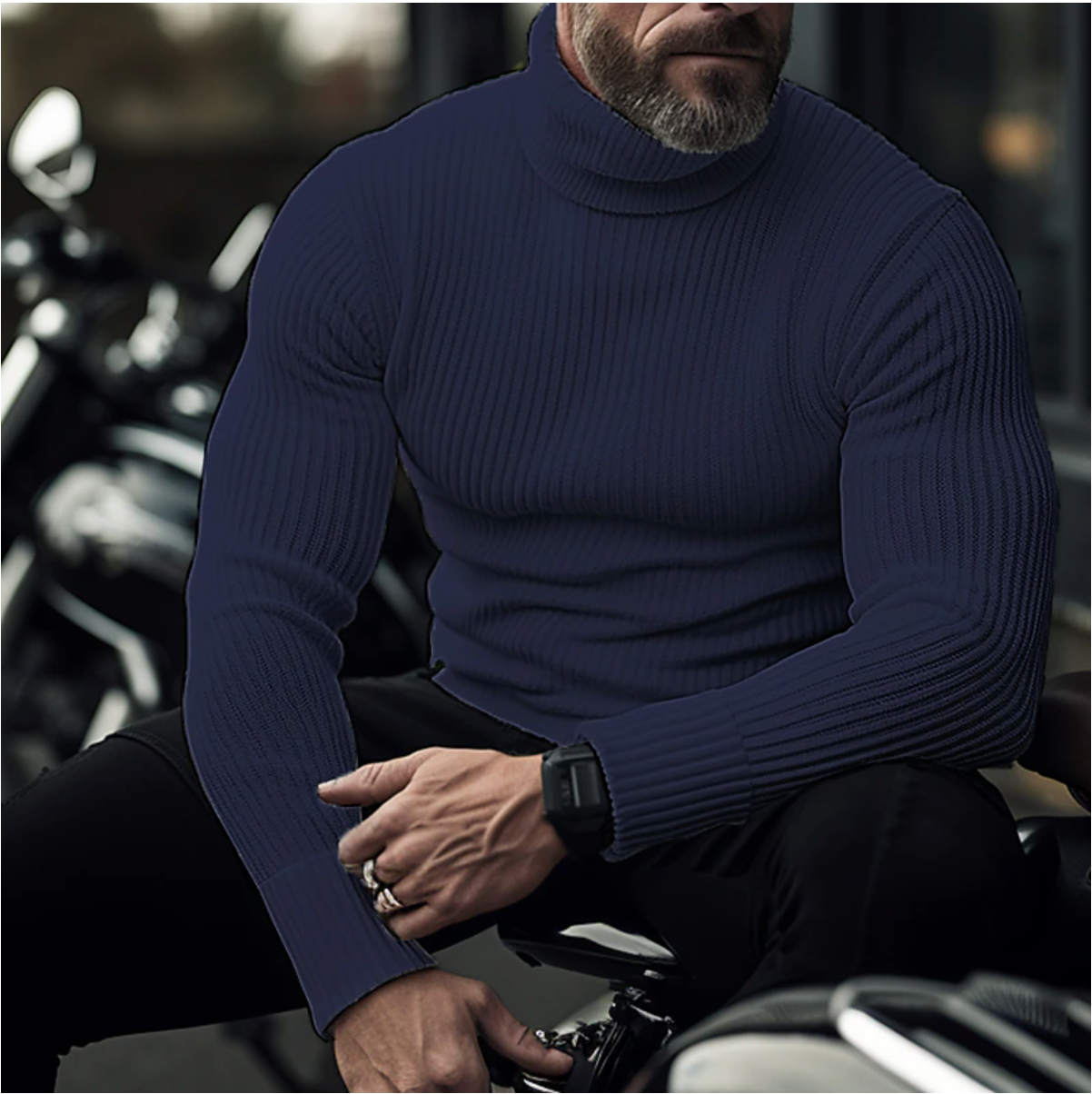 Comfortable Fit Ribbed Knit Sweater