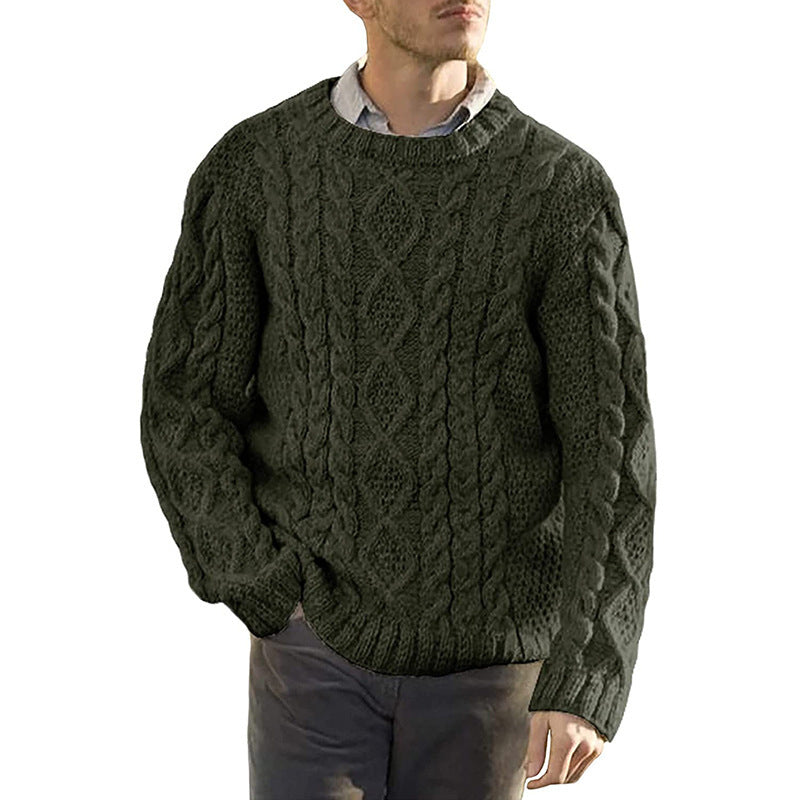 Big Cable Knit Crew Neck Sweater Men - OutfitLondon