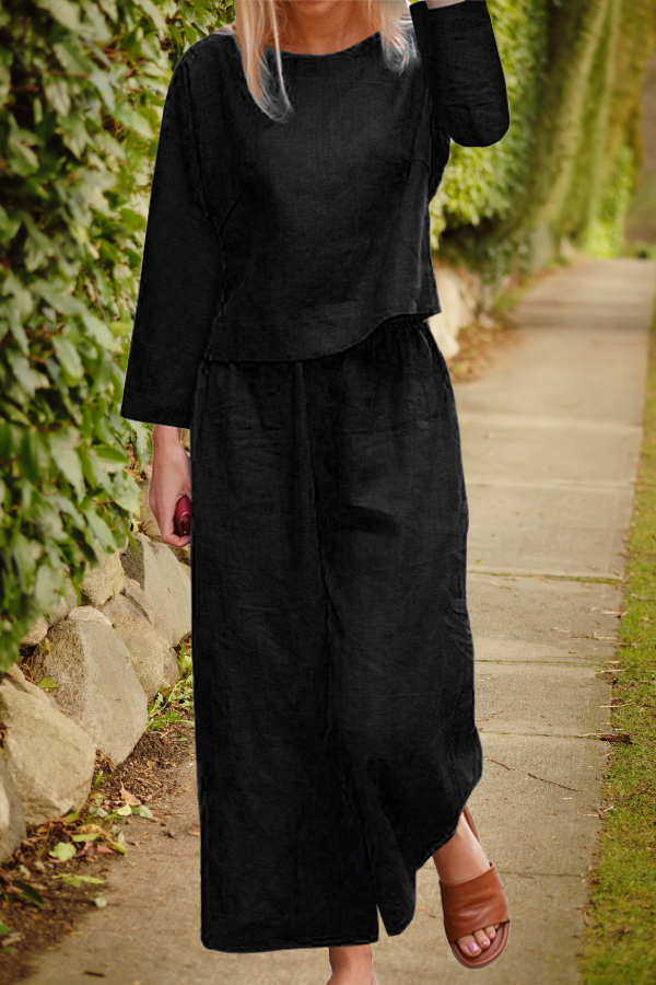 Women's 2 Piece Long Sleeve Top and Loose Fit Pants