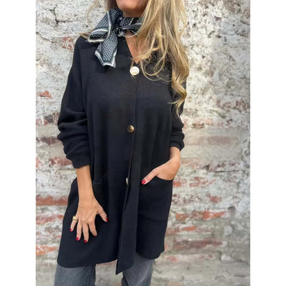 Soft Ladies Long Sleeved Wool Pocket Cardigan