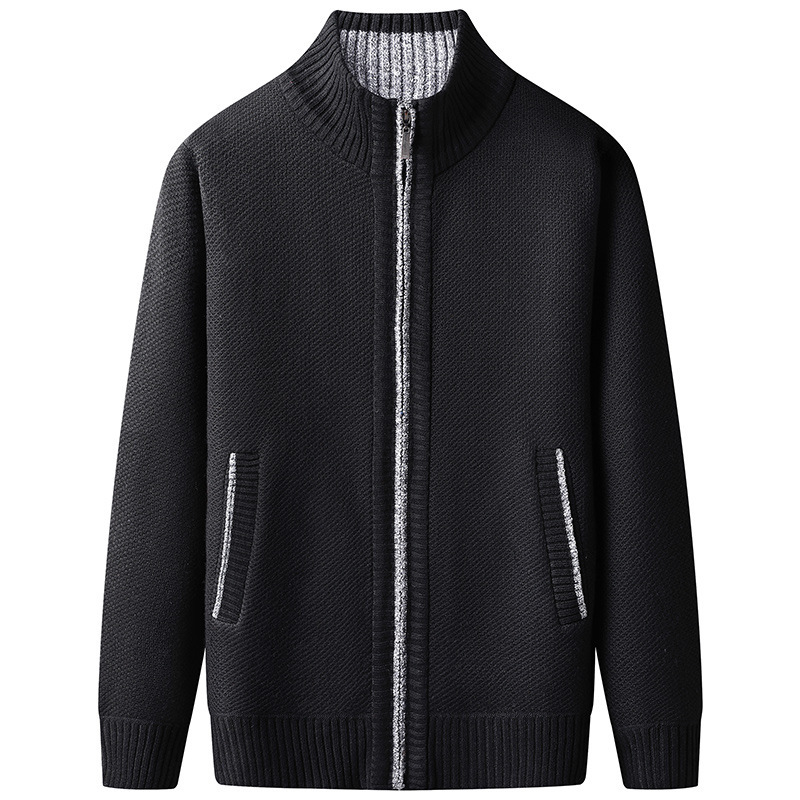 Casual Zip Up Crew Neck Knit Cardigan