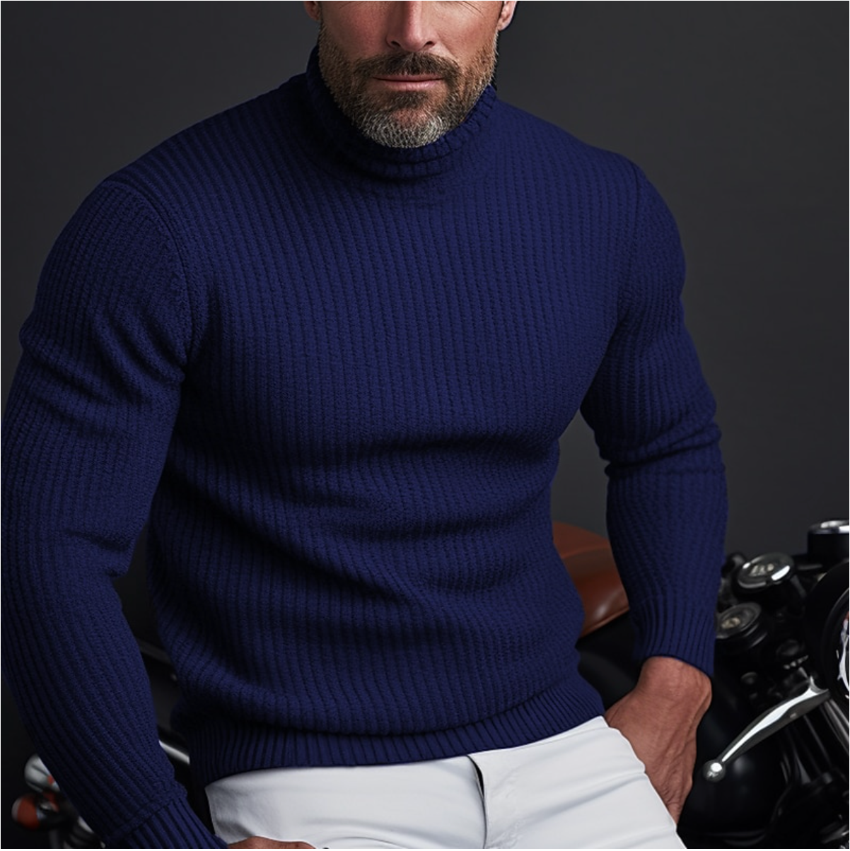 Fitted Crew Neck Sweater for Men