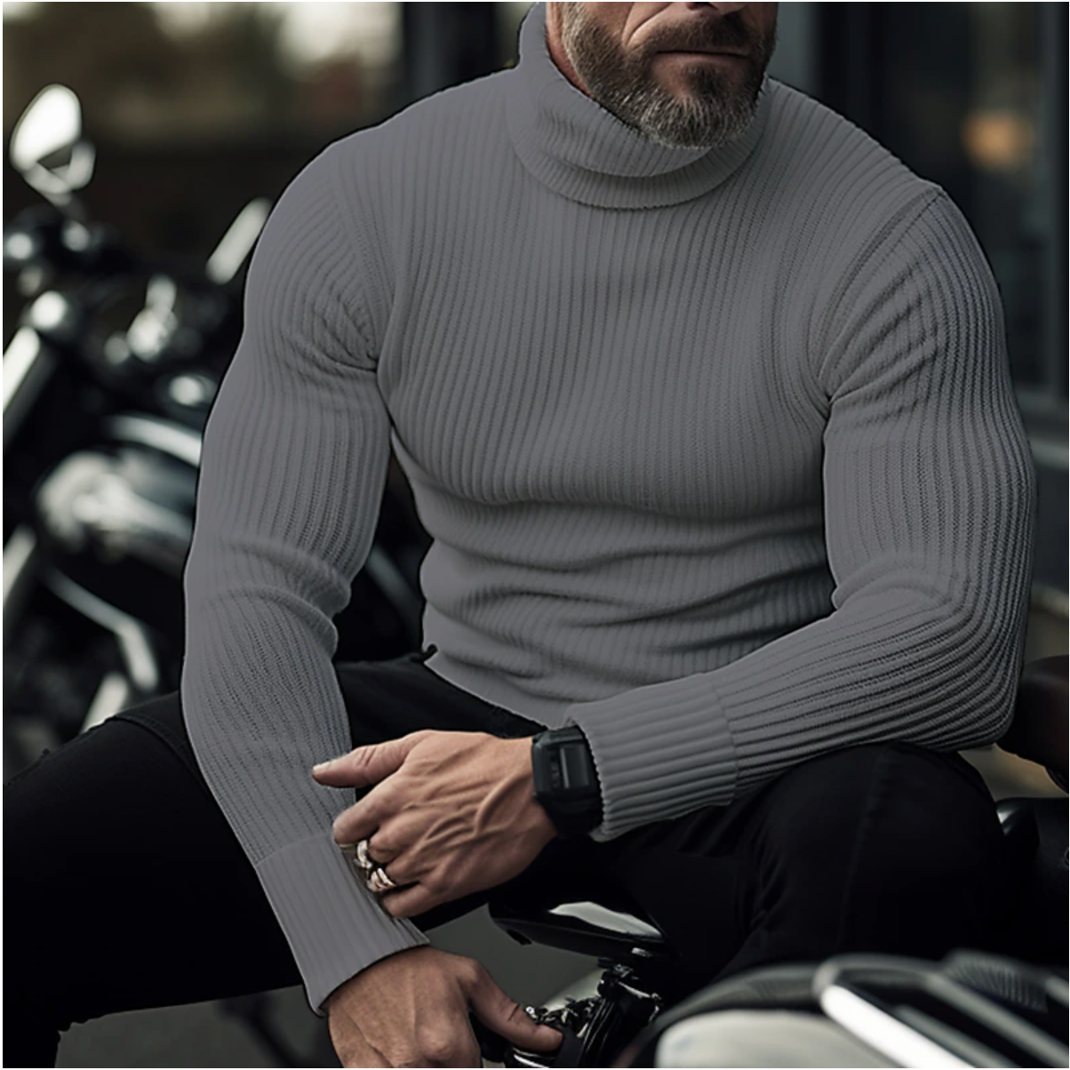 Comfortable Fit Ribbed Knit Sweater