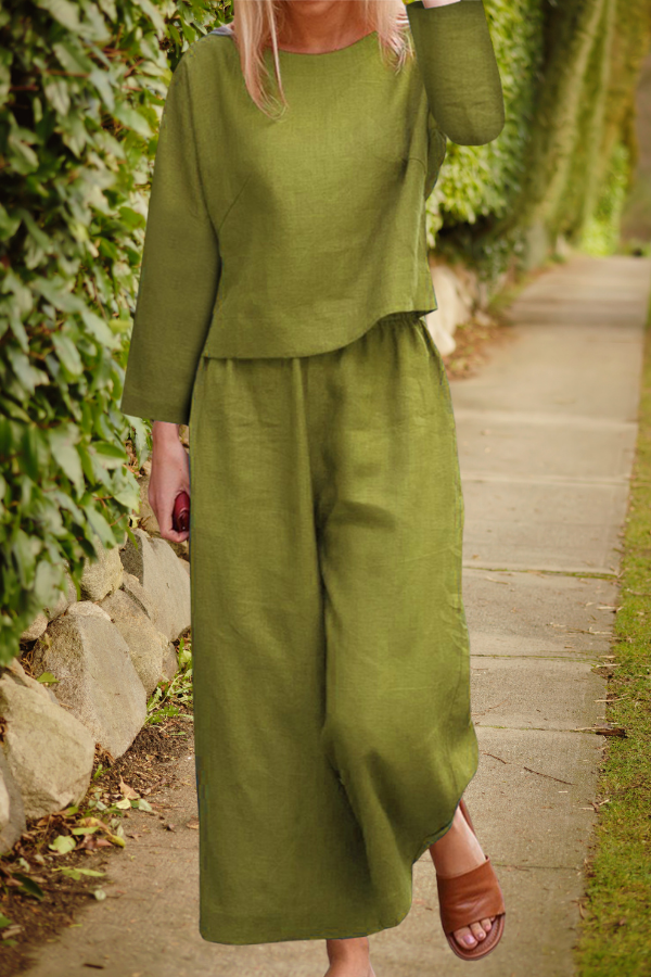 Women's 2 Piece Long Sleeve Top and Loose Fit Pants
