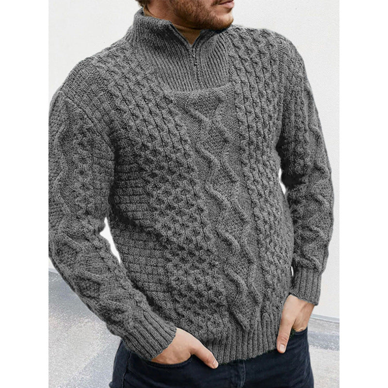 Warm Crew Neck Cable Knit Men's Sweater