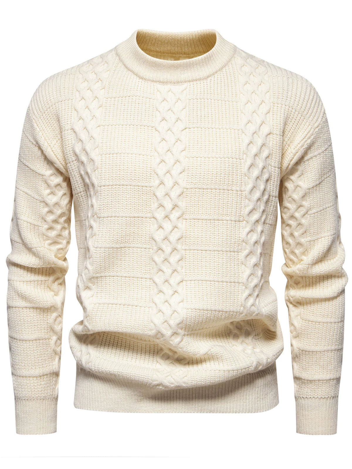 Warm Crew Neck Knitted Sweater for Men
