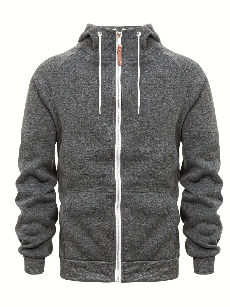 Relaxed Fit Mens Full Zip Hooded Jacket