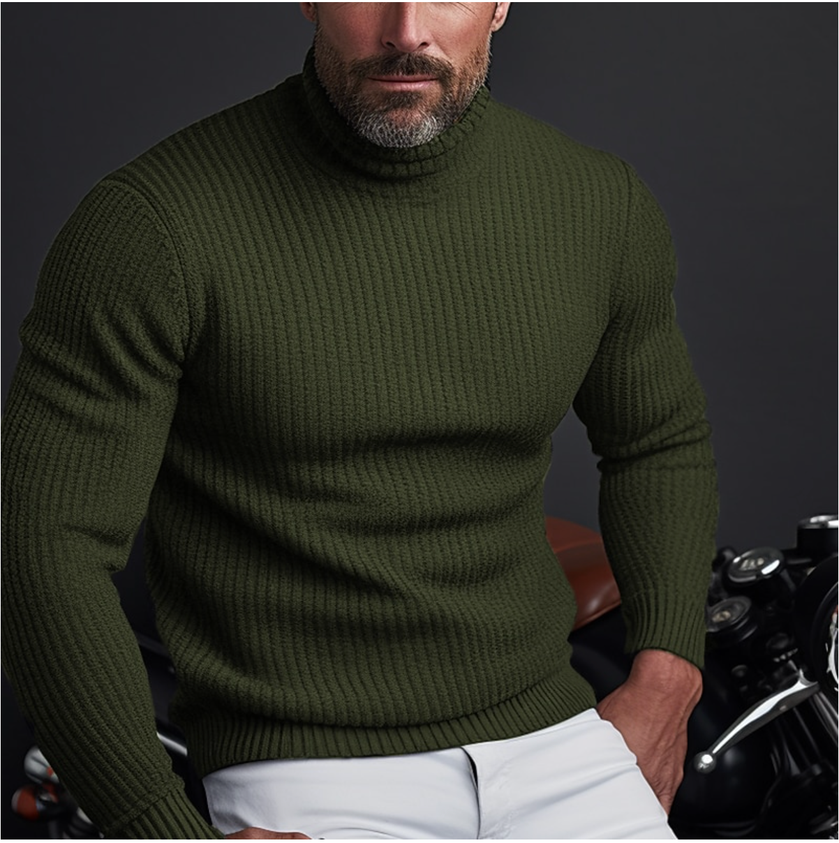 Fitted Crew Neck Sweater for Men