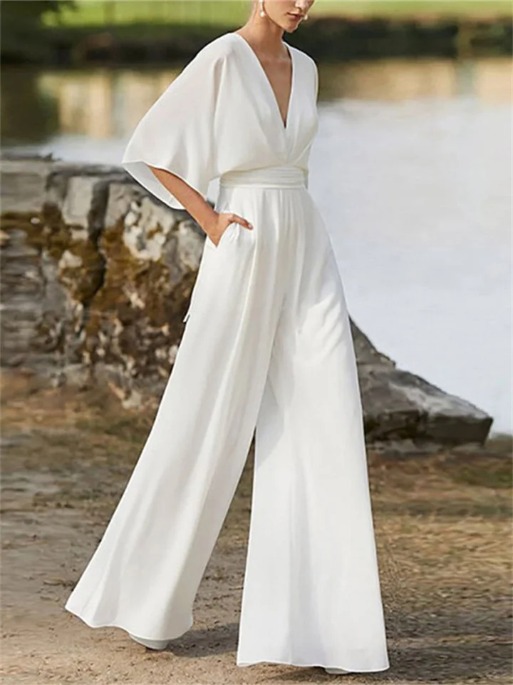 Women's Elegant V Neck Summer Romper