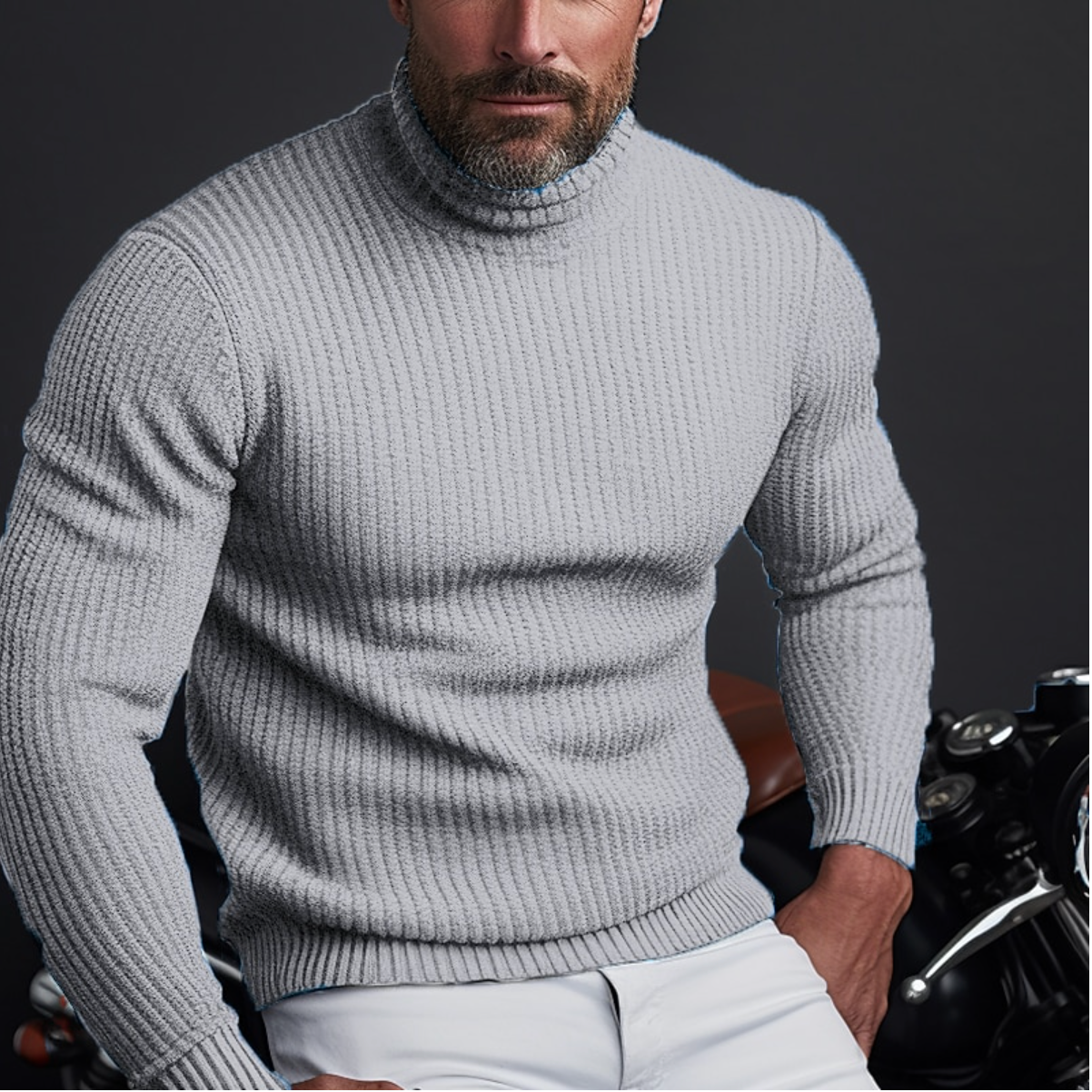Fitted Crew Neck Sweater for Men