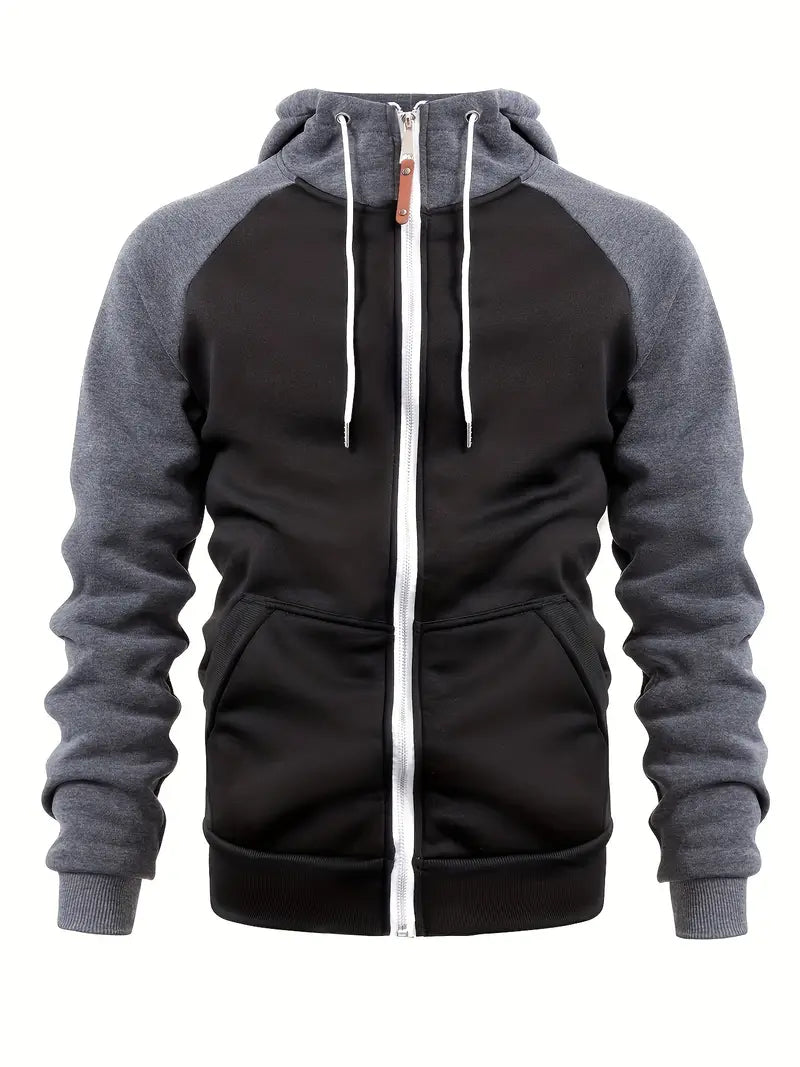 Relaxed Fit Mens Full Zip Hooded Jacket