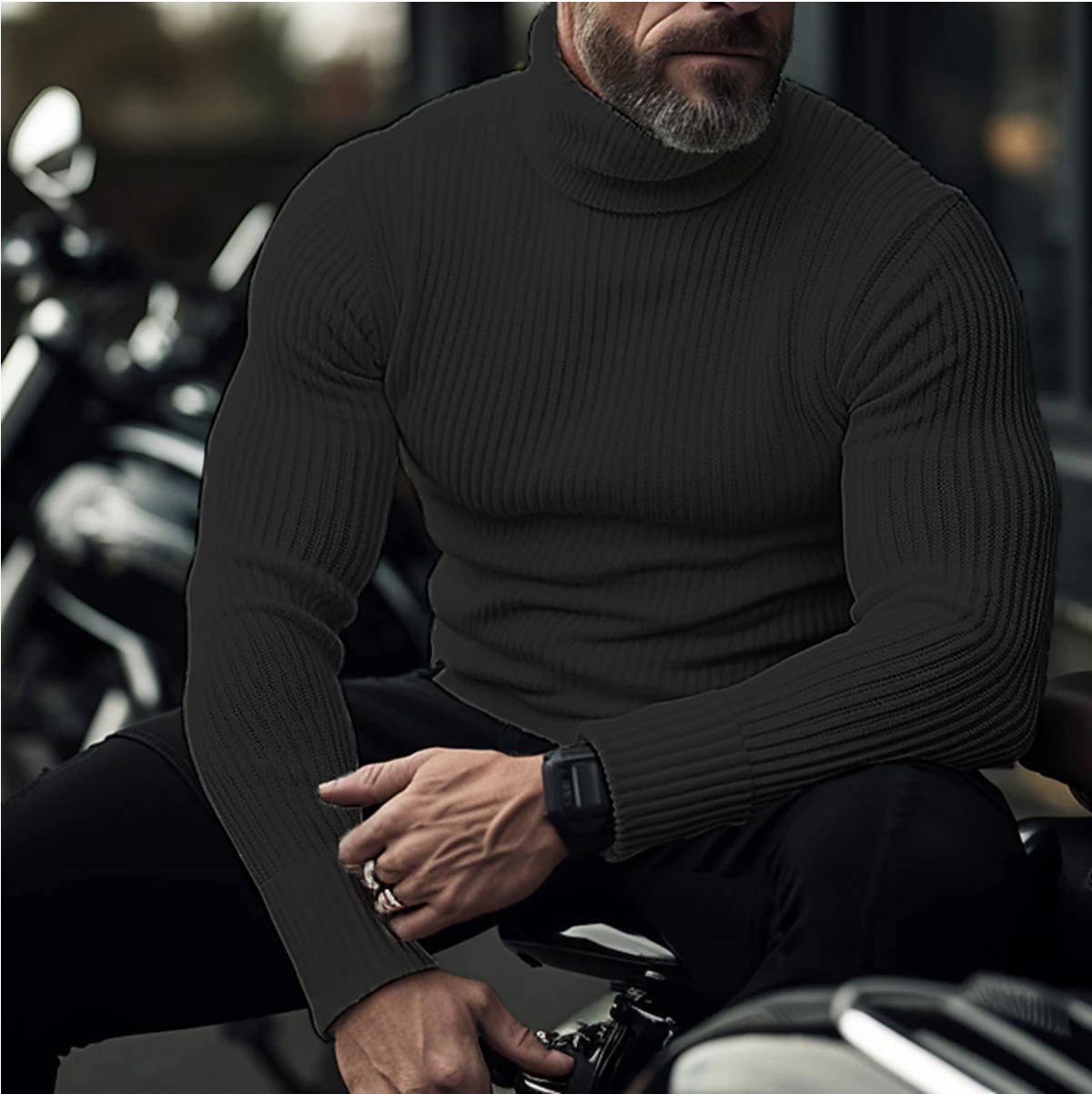 Comfortable Fit Ribbed Knit Sweater