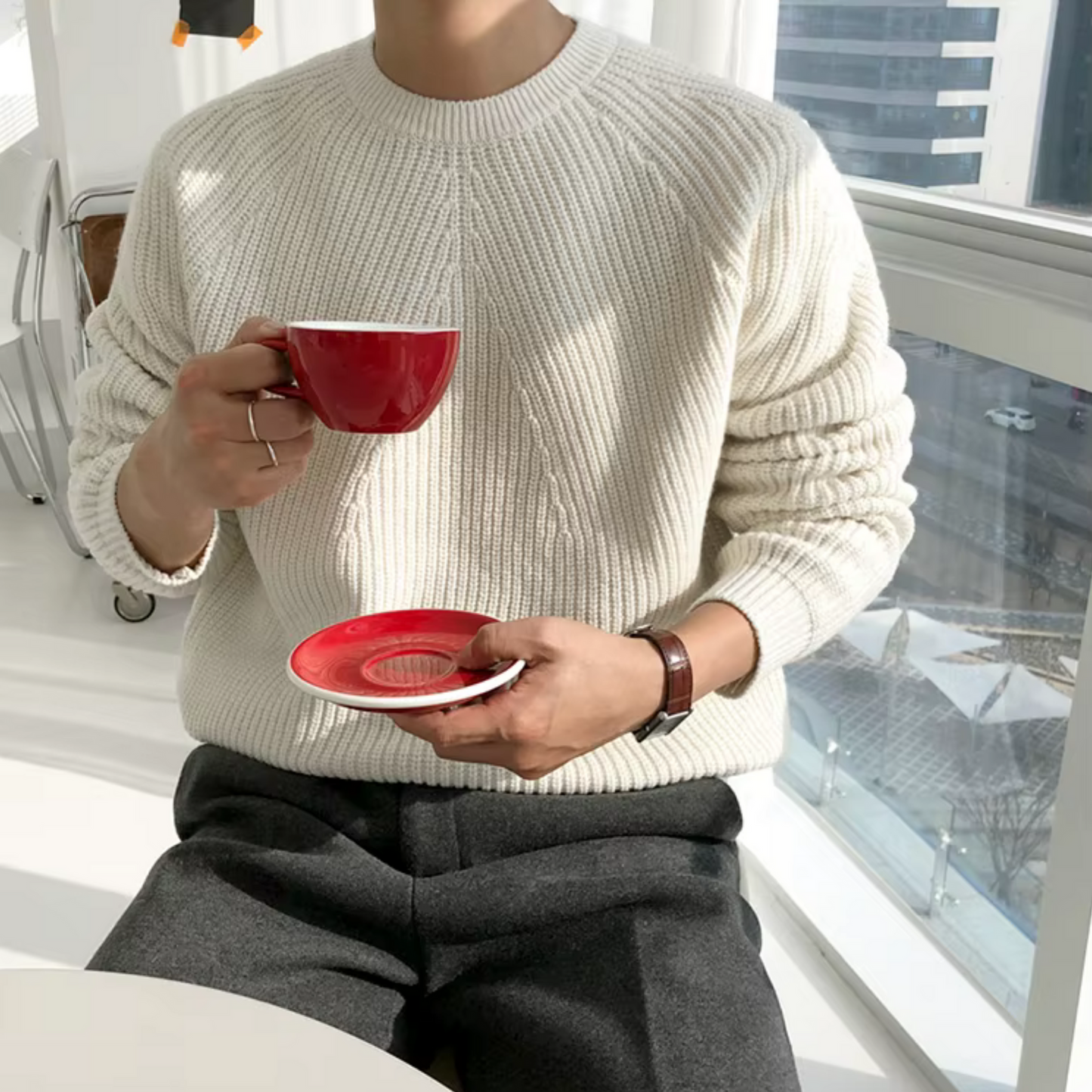 Casual Fit Soft Cotton Sweater Men